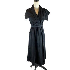 Artizia Wilfred Wrap Dress Women's Size M Black Short Sleeve Japanese Fabric